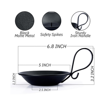 Matte Black Iron Pillar Candle Holders, with Handle, Simple Industrial Style ，Table Centerpiece Decoration