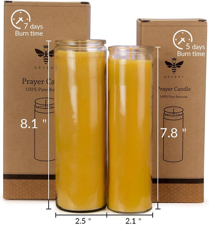 7 Day Beeswax Yartzeit Candle-Kosher Yahrtzeit Memorial and Yom Kippur Candle in Glass Jar