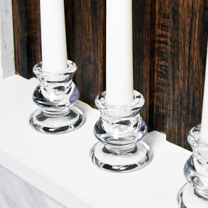 Clear Glass Candlestick Holders, Set of 2/4/6 Taper Candle Holders for Wedding, Decoration and Dinning