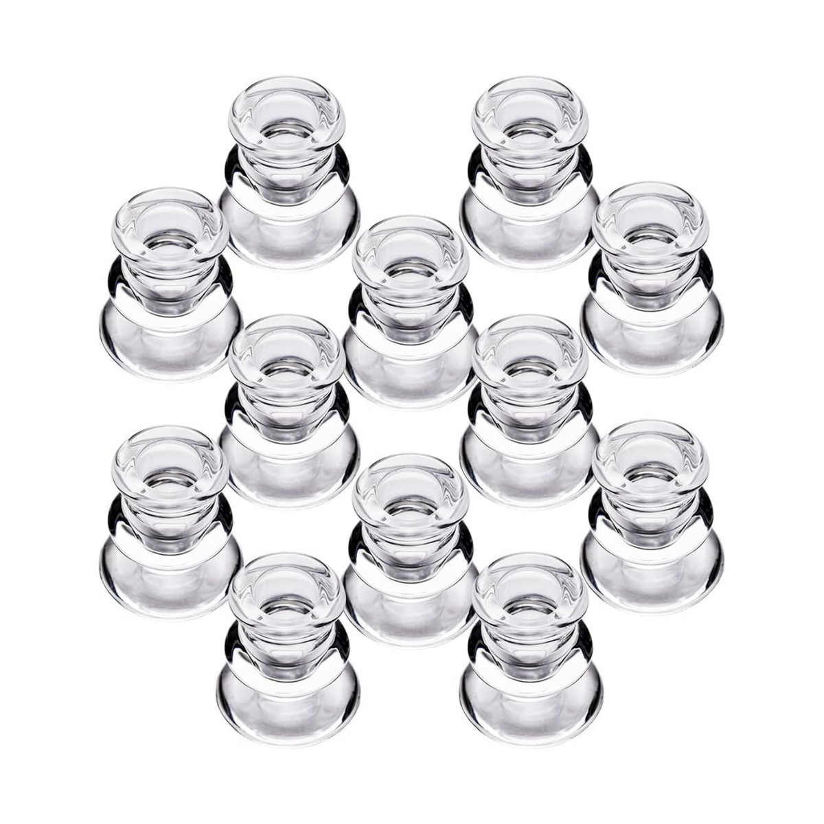 Clear Glass Candlestick Holders, Set of 12 Taper Candle Holders for Wedding, Decoration and Dinning