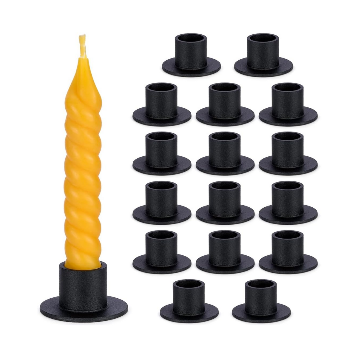 DEYBBY Black Metal Taper Candle Holders Set