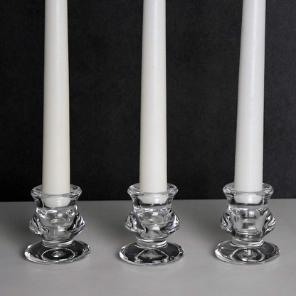 Clear Glass Candlestick Holders, Set of 12 Taper Candle Holders for Wedding, Decoration and Dinning