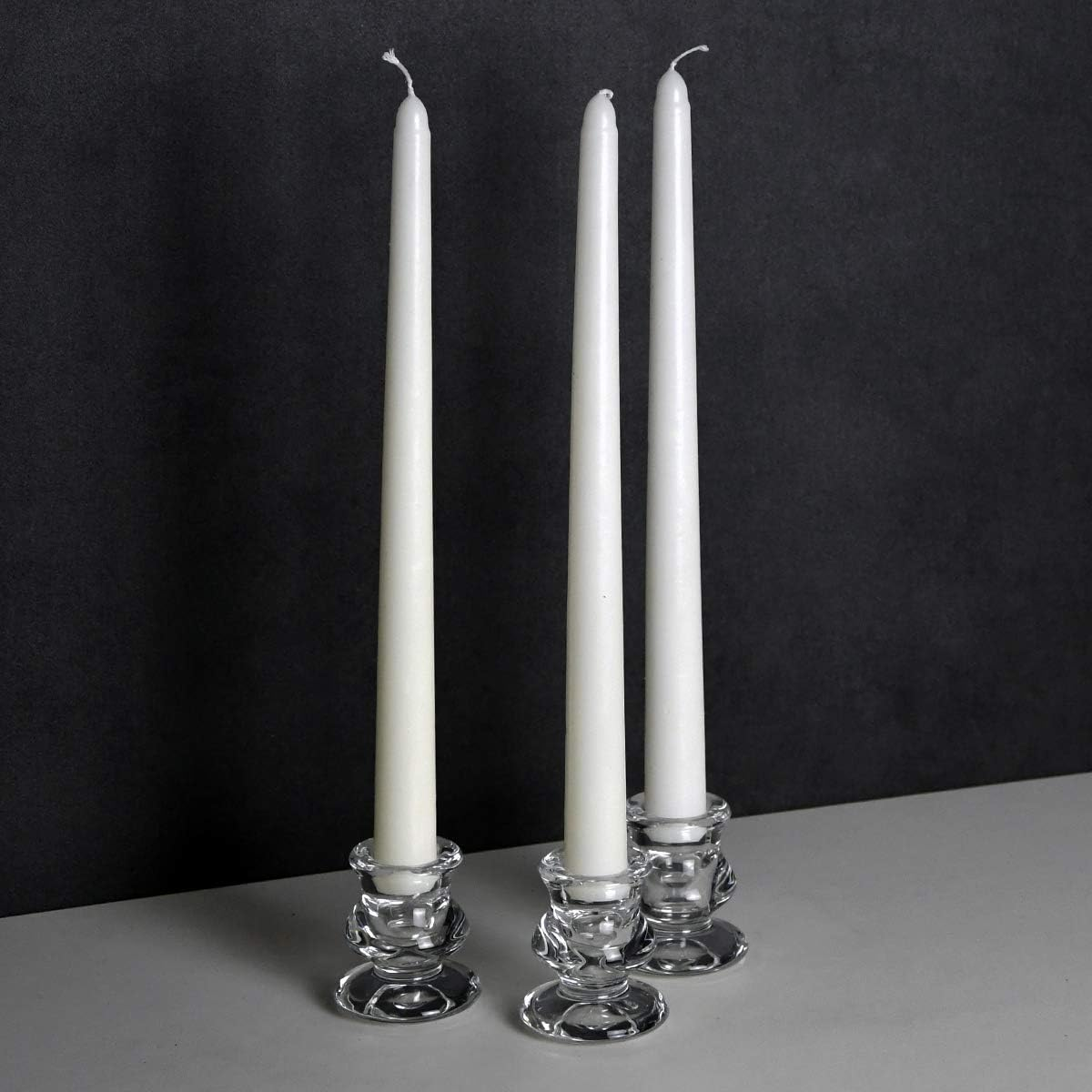 Clear Glass Candlestick Holders, Set of 12 Taper Candle Holders for Wedding, Decoration and Dinning