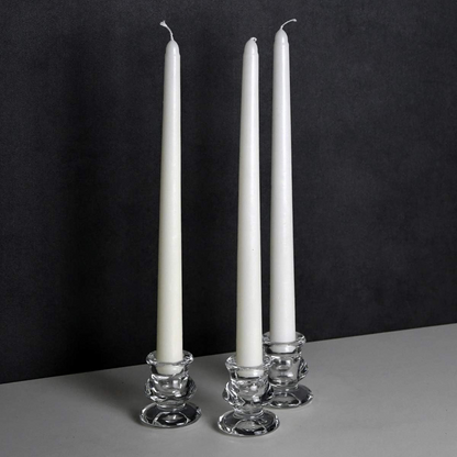 Clear Glass Candlestick Holders, Set of 12 Taper Candle Holders for Wedding, Decoration and Dinning