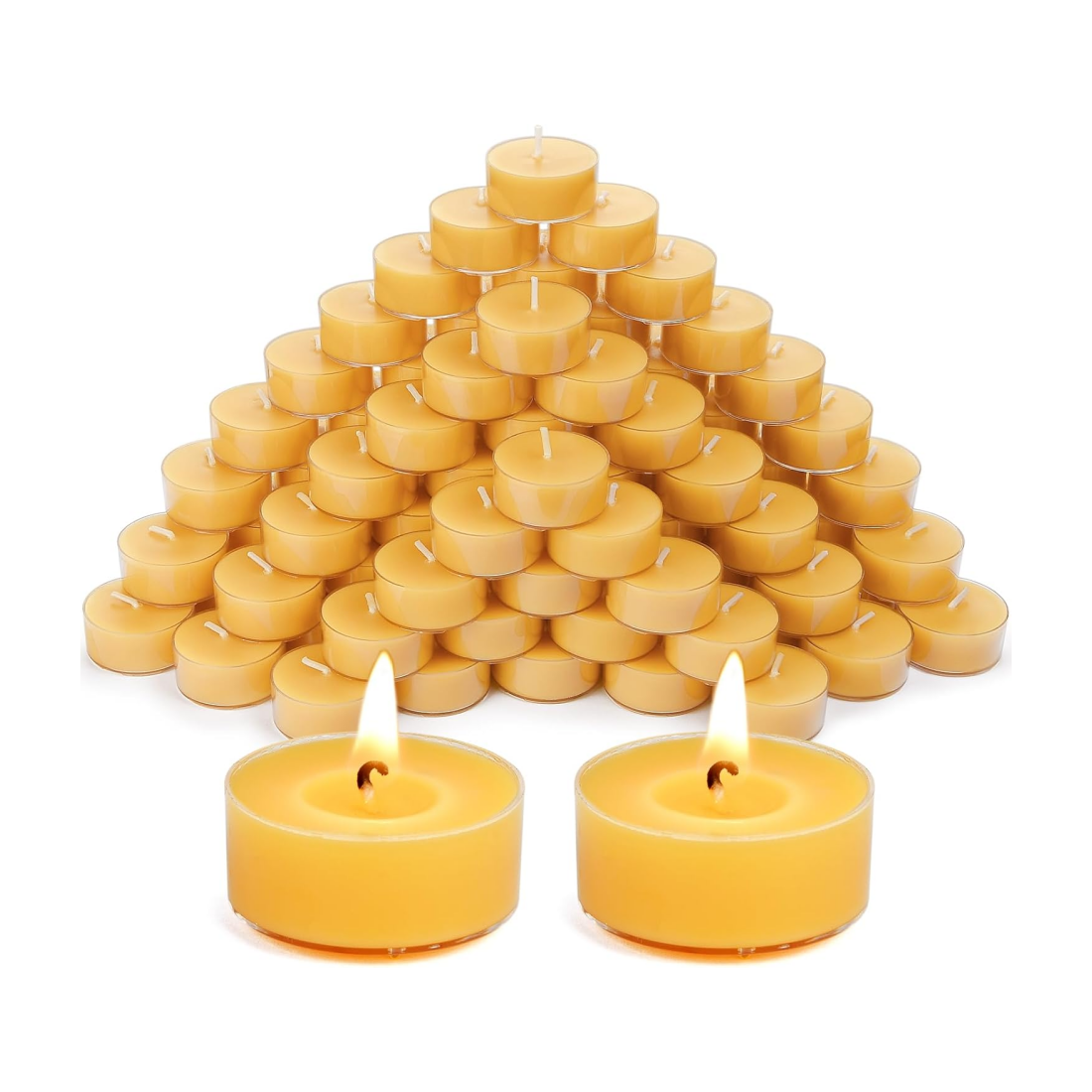 Natural Beeswax Tea Candles, DEYBBY Handmade Beeswax Candles in Clear Cup